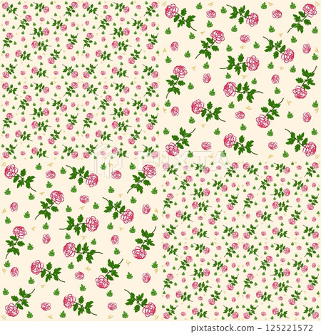 Beautiful seamless pattern of blooming red roses on the white background. 125221572