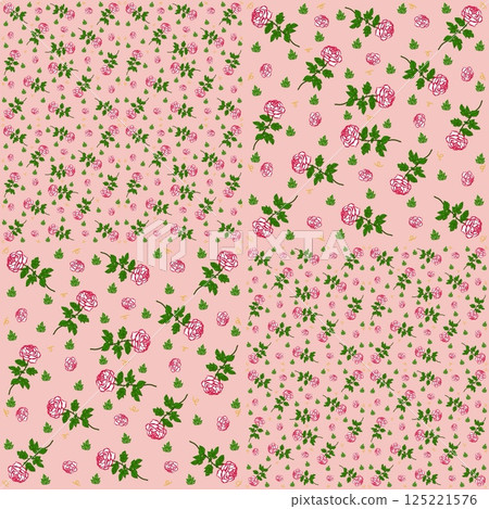 Beautiful seamless pattern of blooming red roses on the pink background. Beautiful seamless pattern of blooming red roses on the pink background. 125221576