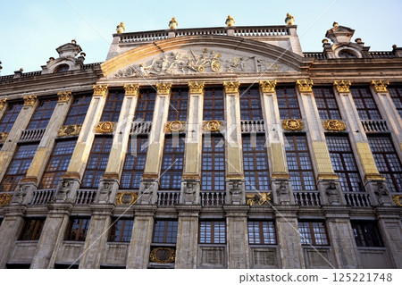 Close-up of ornate guildhall facade in Brussels 125221748