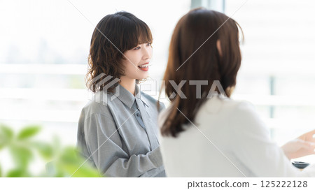 Two women/businesswomen having a meeting 125222128