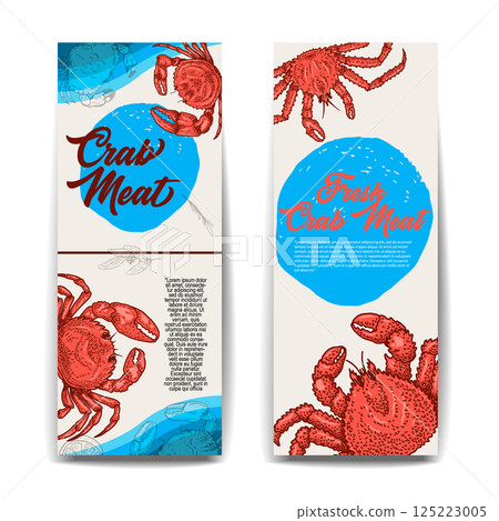Set of banners crab meat. Fresh crab seafood flyers. Set of banners crab meat. Fresh crab seafood flyers. 125223005