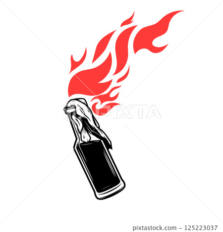 Illustration of Molotov cocktail isolated on white background. Design element for logo, label, sign, poster, menu. Vector illustration 125223037