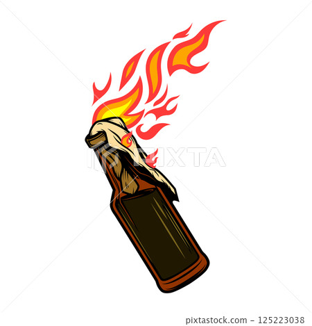 Illustration of Molotov cocktail isolated on white background. Design element for logo, label, sign, poster, menu. Vector illustration 125223038