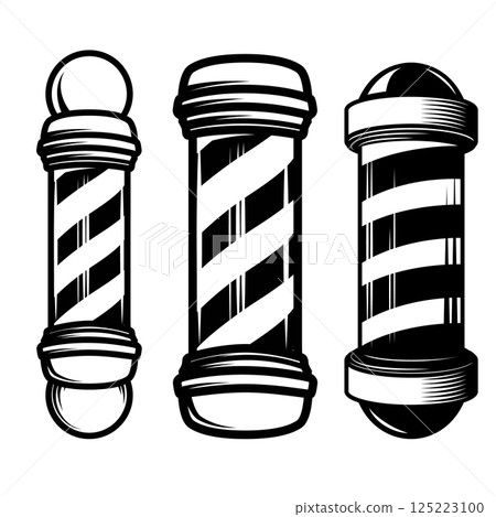 Barber pole. Design element for logo, label, sign, emblem. Vector illustration Barber pole. Design element for logo, label, sign, emblem. Vector illustration 125223100