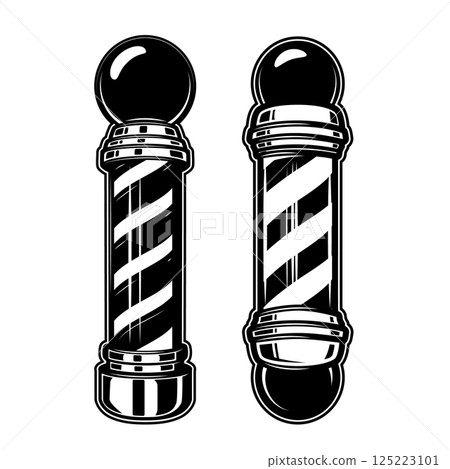 Barber pole. Design element for logo, label, sign, emblem. Vector illustration 125223101