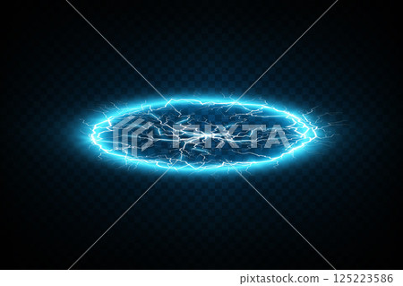 Electric Blue Energy Portal with stunning Lightning Effects, a captivating visual experience for viewers 125223586