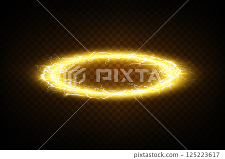 A stunningly beautiful and mesmerizing Glowing Golden Circular Energy Portal Effect that captivates the senses 125223617
