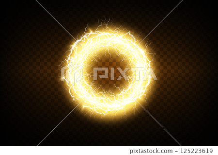 A Radiant and Glowing Circular Electric Aura Embellished With Bright Yellow Lightning Effects and Designs 125223619