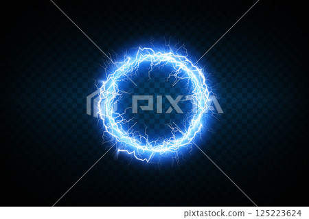 An Electric Circle Enhanced with Lightning Effects Set Against a Dark Background for a Striking Visual Impact An Electric Circle Enhanced with Lightning Effects Set Against a Dark Background for a Striking Visual Impact 125223624