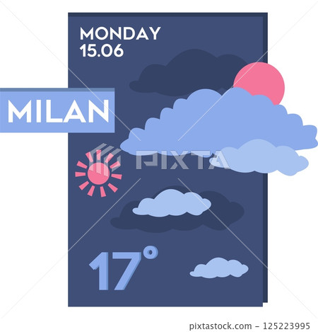 Weather forecast vector widget icon mobile app Weather forecast vector widget icon mobile app 125223995