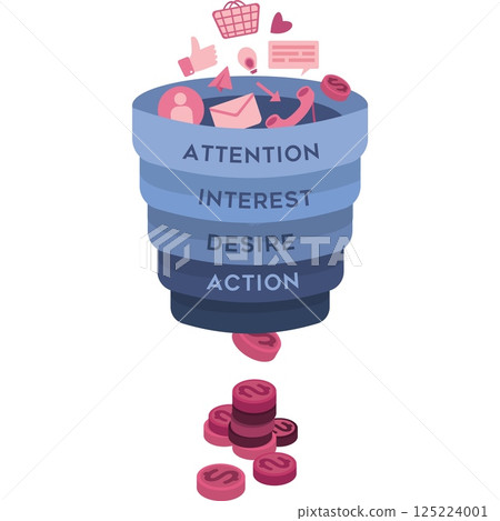 Customer purchase funnel vector web marketing icon Customer purchase funnel vector web marketing icon 125224001