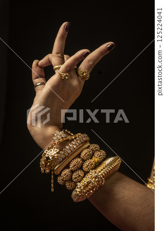 Khmer apsara traditional dance  performer hand gesture in cambodia 125224041