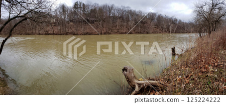 Scioto River at Scioto Park, Dublin, Ohio in Late Winter 125224222