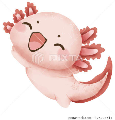 a watercolor illustration of Axolotl smiling Cute kawaii pink little axolotl nice cartoon animal character. Hand drawn style. Perfect for nature-themed designs and educational materials. a watercolor illustration of Axolotl smiling Cute kawaii pink little axolotl nice cartoon animal character. Hand drawn style. Perfect for nature-themed designs and educational materials. 125224314