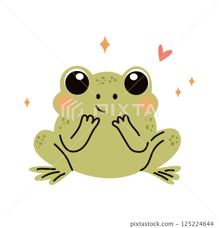 Cute cartoon frog with sparkles and heart adorable kawaii-style animal illustration Cute cartoon frog with sparkles and heart adorable kawaii-style animal illustration 125224644
