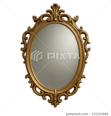 Elegant Ornate Gold Mirror Displayed in a Classic Interior Setting With Vintage Decor Elements 125224980