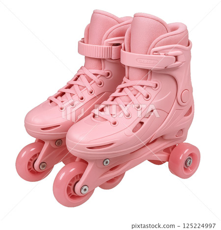 Stylish Pink Roller Skates Designed for Fun and Movement at the Park or Skate Rink During Sunny Days 125224997