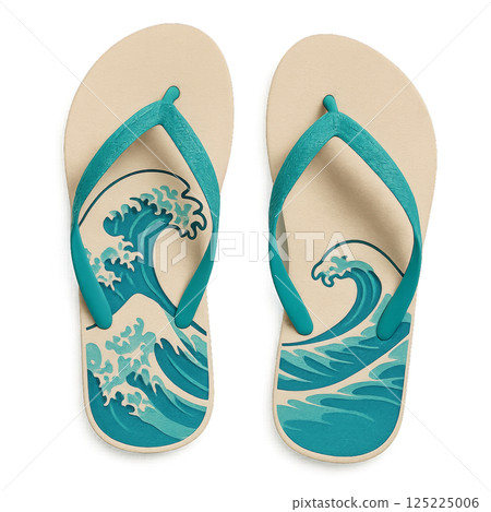 Colorful Flip Flops With Wave Design Perfect for Summer Beach Outings 125225006