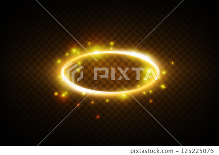 A Radiant Glowing Golden Ring Surrounded by Sparkles and Beautiful Light Effects, Perfect for Celebrations A Radiant Glowing Golden Ring Surrounded by Sparkles and Beautiful Light Effects, Perfect for Celebrations 125225076