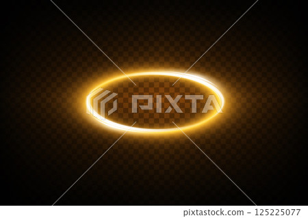 A Glowing Golden Halo is Gracefully Displayed on an Artistic Dark Background, Creating a Stunning Visual Effect A Glowing Golden Halo is Gracefully Displayed on an Artistic Dark Background, Creating a Stunning Visual Effect 125225077