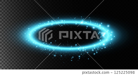 A captivating Glowing Blue Energy Ring Effect enhanced with mesmerizing Sparkles for added visual appeal 125225098