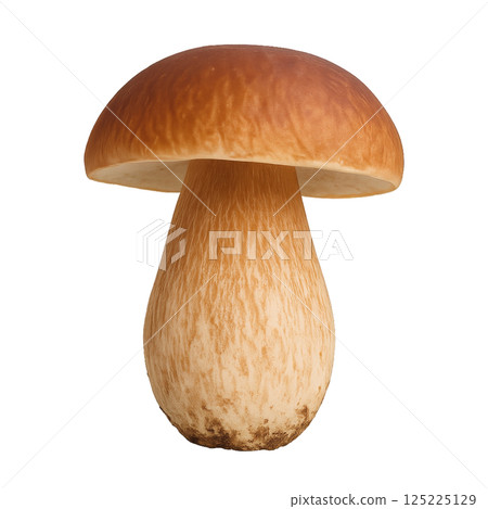 Beautiful Porcini Mushroom With Smooth Cap and Firm Stem on a White Background 125225129