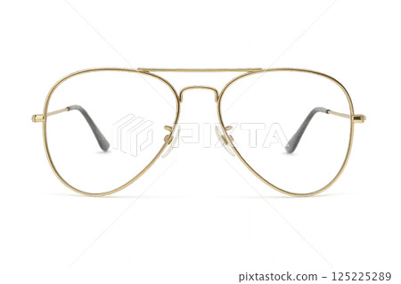 Vintage Style Aviator Glasses With a Golden Frame and Black Accents on the Arms 125225289