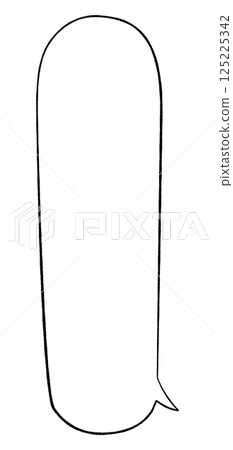 A simple speech bubble with a hand-drawn line drawing style. A very long, round tail at the bottom right. Monochrome. 125225342