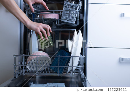 dishwasher, kitchen, plates 125225611