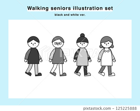 Illustration set of elderly people walking 03 125225888