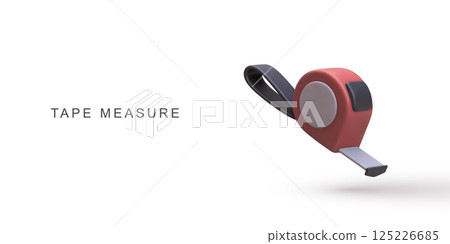 Tape Measure 3D Icon, Measuring Tool For Construction, Carpentry, Engineering, DIY Projects, Compact Design, Handheld Equipment, Precision Tool Concept, Isolated On White, Vector Illustration. 125226685
