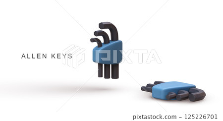 Hex Key Tool 3D Icon, Allen Wrench Set For Repair, Assembly, Construction, Mechanical Work, DIY Equipment, Handheld Tools Minimal Concept, Isolated On White, Vector Illustration. Hex Key Tool 3D Icon, Allen Wrench Set For Repair, Assembly, Construction, Mechanical Work, DIY Equipment, Handheld Tools Minimal Concept, Isolated On White, Vector Illustration. 125226701