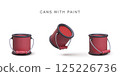 Paint Bucket Red 3D Icon, Cartoon Illustration Of Metal Can With Paint Splash, Art Supplies And Decorating Concept, Minimal Style Vector Illustration. 125226736