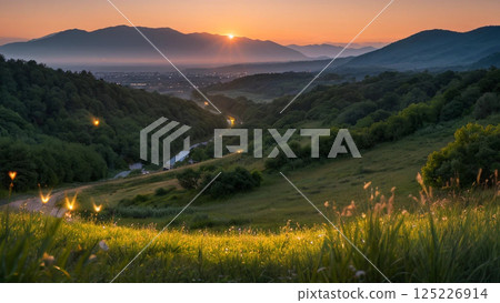 被清晨的陽光照耀的梯田 125226914