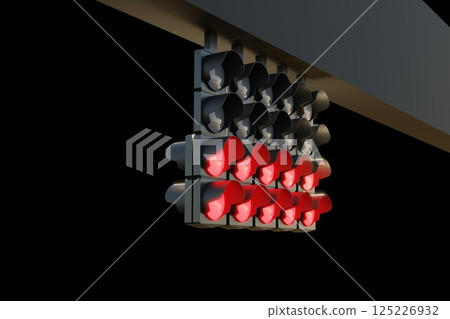 An all-red signal indicates the start of the race 125226932