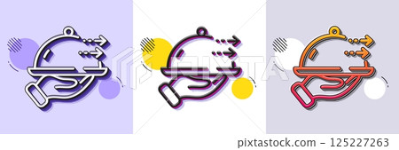Food delivery line icon. Halftone dotted pattern. Gradient icon with grain shadow. Restaurant order sign. Catering service symbol. Line food delivery icon. Various designs. Vector Food delivery line icon. Halftone dotted pattern. Gradient icon with grain shadow. Restaurant order sign. Catering service symbol. Line food delivery icon. Various designs. Vector 125227263