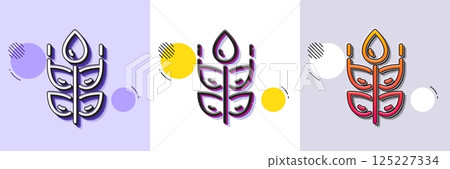 Gluten free line icon. Halftone dotted pattern. Gradient icon with grain shadow. Organic tested sign. Natural product symbol. Line gluten free icon. Various designs. Vector 125227334