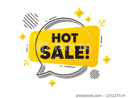 Hot sale chat speech bubble. Social media concept. Hot Sale tag. Special offer price sign. Advertising Discounts symbol. Yellow chat message. Offer speech bubble. Glare 3d stars. Vector Hot sale chat speech bubble. Social media concept. Hot Sale tag. Special offer price sign. Advertising Discounts symbol. Yellow chat message. Offer speech bubble. Glare 3d stars. Vector 125227514