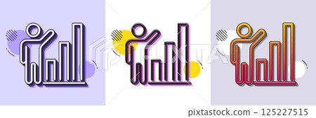 Graph line icon. Halftone dotted pattern. Gradient icon with grain shadow. Column chart sign. Growth diagram symbol. Line graph chart icon. Various designs. Vector Graph line icon. Halftone dotted pattern. Gradient icon with grain shadow. Column chart sign. Growth diagram symbol. Line graph chart icon. Various designs. Vector 125227515