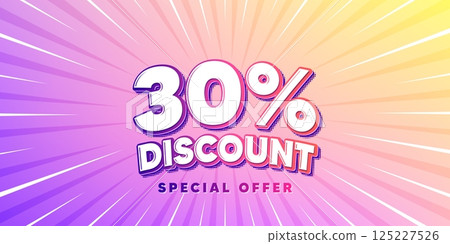 Discount sun rays gradient banner. Light burst background. 30 percent discount tag. Sale offer price sign. Special offer symbol. Gradient sun rays. Sunburst light. Vector Discount sun rays gradient banner. Light burst background. 30 percent discount tag. Sale offer price sign. Special offer symbol. Gradient sun rays. Sunburst light. Vector 125227526