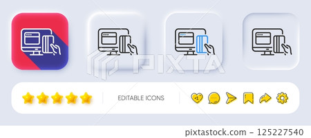 Online Payment methods line icon. Neumorphic, Flat shadow, 3d buttons. Web money sign. Credit card symbol. Line online payment icon. Social media icons. Vector 125227540