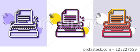 Typewriter line icon. Halftone dotted pattern. Gradient icon with grain shadow. Copywriting sign. Writer machine symbol. Line typewriter icon. Various designs. Vector Typewriter line icon. Halftone dotted pattern. Gradient icon with grain shadow. Copywriting sign. Writer machine symbol. Line typewriter icon. Various designs. Vector 125227559