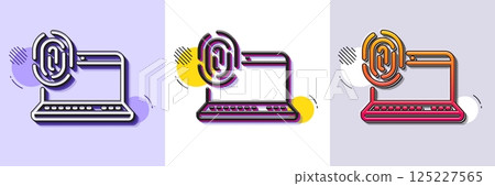 Computer fingerprint line icon. Halftone dotted pattern. Gradient icon with grain shadow. Finger print scan sign. Biometric identity symbol. Line computer fingerprint icon. Various designs. Vector Computer fingerprint line icon. Halftone dotted pattern. Gradient icon with grain shadow. Finger print scan sign. Biometric identity symbol. Line computer fingerprint icon. Various designs. Vector 125227565