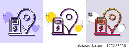 Charging station line icon. Halftone dotted pattern. Gradient icon with grain shadow. Car charge location sign. Electric power symbol. Line charging station icon. Various designs. Vector Charging station line icon. Halftone dotted pattern. Gradient icon with grain shadow. Car charge location sign. Electric power symbol. Line charging station icon. Various designs. Vector 125227638