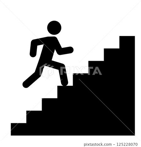 Silhouette of a person running up the stairs Silhouette of a person running up the stairs 125228070