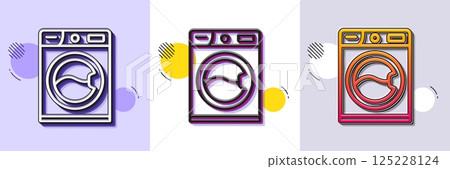 Washing machine line icon. Halftone dotted pattern. Gradient icon with grain shadow. Cleaning service symbol. Laundry sign. Line washing machine icon. Various designs. Vector Washing machine line icon. Halftone dotted pattern. Gradient icon with grain shadow. Cleaning service symbol. Laundry sign. Line washing machine icon. Various designs. Vector 125228124