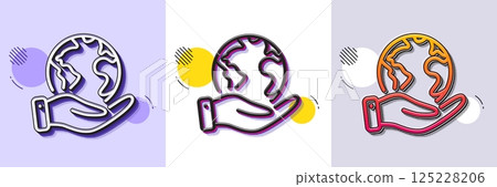 Global business line icon. Halftone dotted pattern. Gradient icon with grain shadow. Save planet sign. Internet marketing symbol. Line save planet icon. Various designs. Vector Global business line icon. Halftone dotted pattern. Gradient icon with grain shadow. Save planet sign. Internet marketing symbol. Line save planet icon. Various designs. Vector 125228206