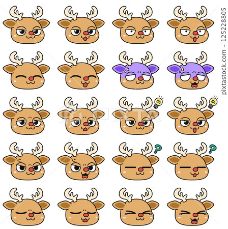 Rudolph the Red Nosed Reindeer (face) illustration set Rudolph the Red Nosed Reindeer (face) illustration set 125228805
