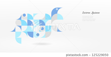 幾何抽象圓鳥復古圖案背景 幾何抽象圓鳥復古圖案背景 125229050