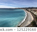 The azure waters of Nice and the beautiful coastline of the Promenade des Anglais 125229160
